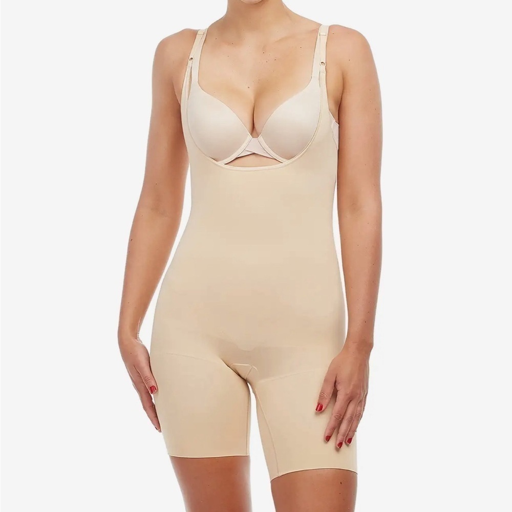 SPANX Power Series Tummy Control Open-Bust Mid-Thigh Body Suit large NWOT